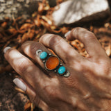 Orange Kyanite & Blue Ridge Turquoise Ring (Size 8)