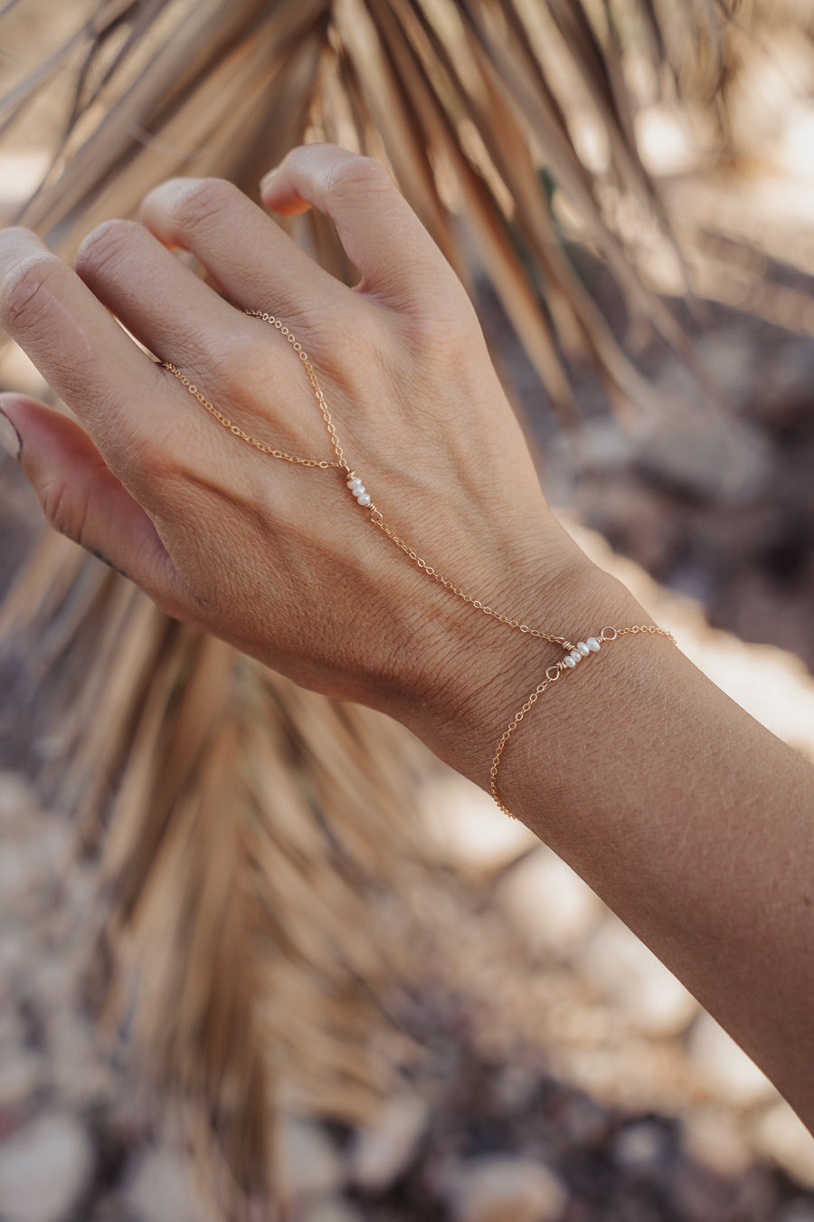 The Allure Hand Chain with Vintage Pearls