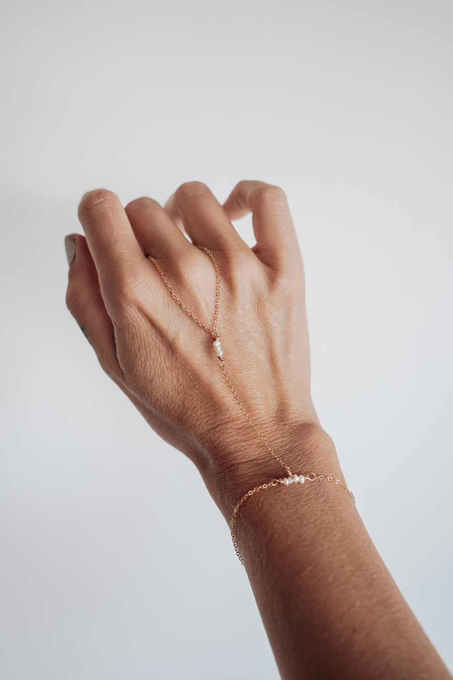 The Allure Hand Chain with Vintage Pearls