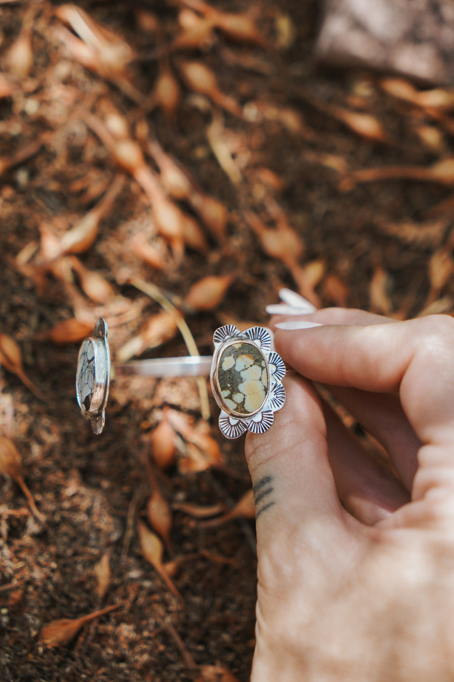 The Canyon Wrap Cuff in Giraffe Turquoise & Lavender Variscite