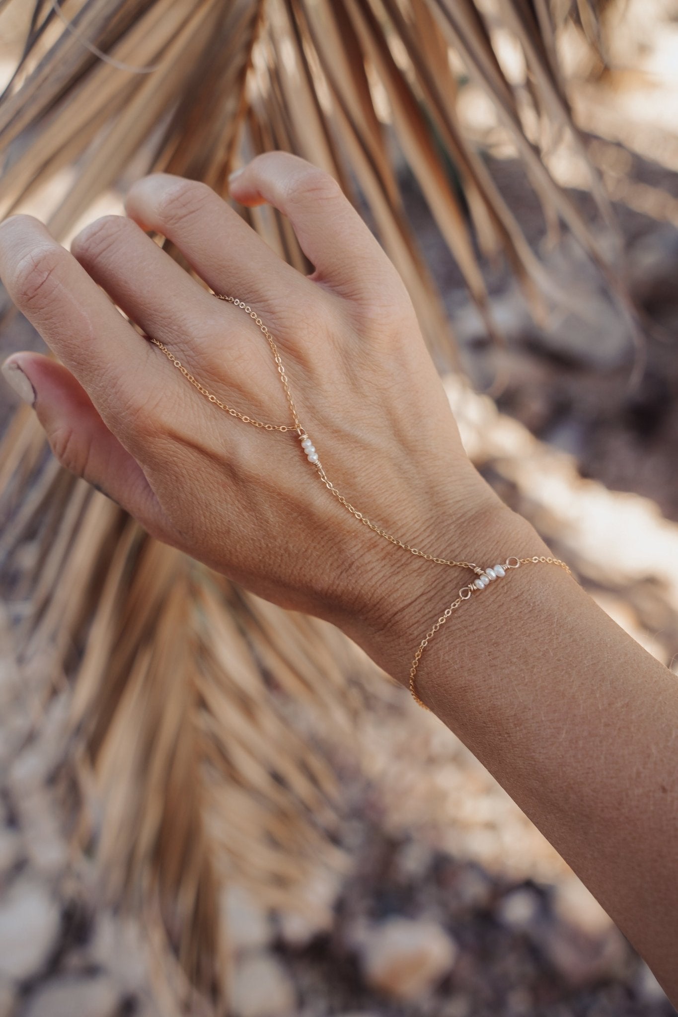 The Allure Hand Chain with Vintage Pearls - Golden Road Crafted